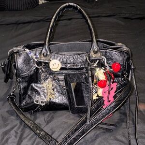 Balenciaga City Bag Black Handbag with Charms